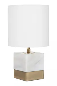 Interiors by Premier White Marble Accent Lamp with Cream Shade