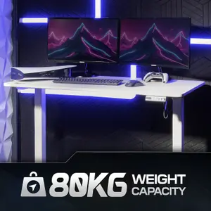 X-Rocker Ascend Height Adjustable Gaming Desk, 120cm Wide - WHITE