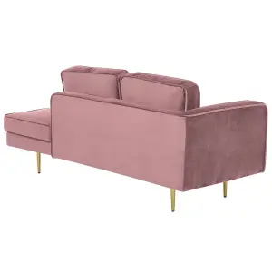 Left Hand Velvet Chaise Lounge Pink MIRAMAS