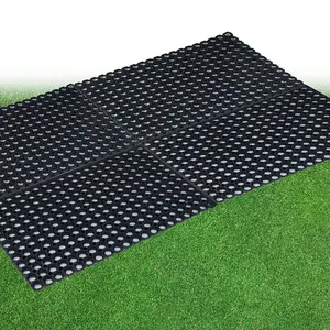 URBNLIVING 80 x 50cm Rubber Mats Floor Grass Matting Safety Children's Playground Garden Black Set of 2