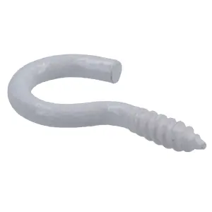 Screw Hook Fasteners Hangers White Plastic Finish 8mm Dia 25mm length 16pc