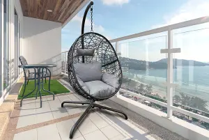 Rattan Hanging Egg Chair - Grey