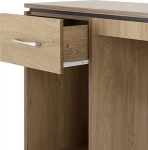 Charles Computer Desk in Oak Effect Veneer with Walnut Trim