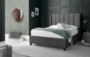 Aurora Grey Velvet Ottoman Bed King Size