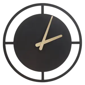 Beliani Modern Wall Clock TRIENT Metal Black