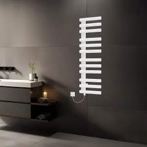 Rinse Bathrooms Designer 1200x450mm Prefilled Electric Heated Towel Rail Bathroom Ladder Radiator White