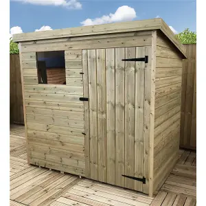 6 x 4 Garden Shed Pressure Treated T&G PENT Wooden Garden Shed - 1 Window + Single Door (6' x 4' / 6ft x 4ft) (6x4)