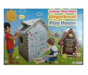 Colour Your Own Gingerbread House Childrens Playhouse Kids Cardboard Wendy Tent