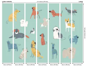 Origin Murals Happy Dogs Teal Blue Matt Smooth Paste the Wall Mural 300cm wide x 240cm high