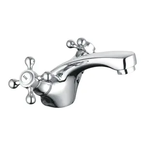 Nes Home Trafford Victorian Bath Taps & Basin Mono Mixer Tap Set and Waste Chrome