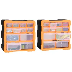 Berkfield Multi-drawer Organisers with 12 Drawers 2 pcs 26.5x16x26 cm