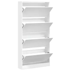 Berkfield Shoe Cabinet with 4 Flip-Drawers White 80x21x163.5 cm