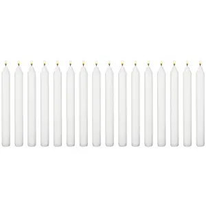 White Table Household Dinner Tapered Candles, Decorative Household Candles, 6 Hours Burning Time, 18cm / 7" Long (Pack of 16)