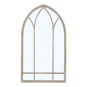 Brown Arched Decorative Metal Wall Mount Garden Window Framed Mirror 480x825mm