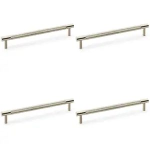 4 PACK - Knurled T Bar Door Pull Handle - Satin Nickel - 192mm Centres Premium Drawer