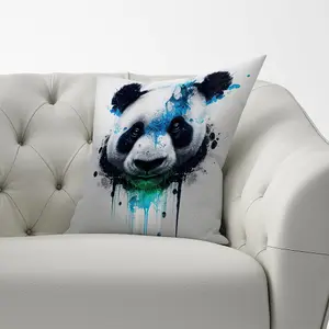 Panda Face Splashart Light Background Cushions 60cm x 60cm