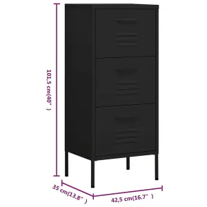 vidaXL Storage Cabinet Black 42.5x35x101.5 cm Steel