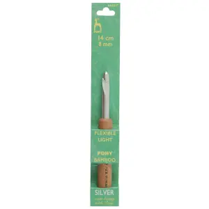 C/HK W/BAMB 8.00 - Crochet Hook: Aluminium with Bamboo Handle: 14cm x 8.00mm - Pony