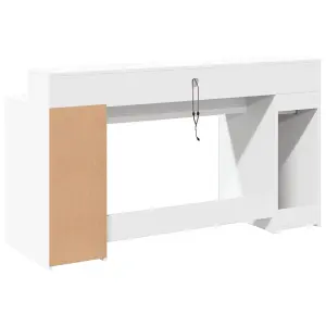 Berkfield Desk with LED Lights White 160x55x91 cm Engineered Wood