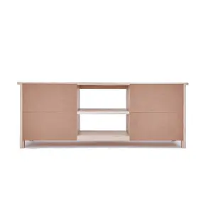 Portofino Light Wood 2 Door TV Cabinet Brass Drop Handle