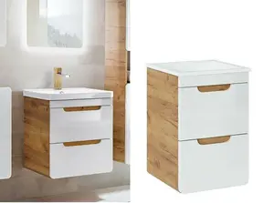 500 Bathroom Vanity Unit Sink Wall Cabinet Drawer White Gloss Oak Compact Aruba