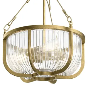 Luminosa Kichler Roux Cylindrical Pendant Ceiling Light Natural Brass