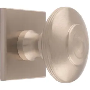 42mm Round Cabinet Door Knob & 40x40mm Matching Backplate - Satin Nickel Handle