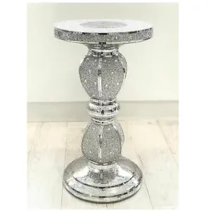 Silver Side Table Crushed Diamond Glitter Mirrored End Table F013