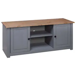 vidaXL TV Cabinet Grey 120x40x50 cm Solid Pine Wood Panama Range