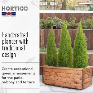 Set of 2 HORTICO™ Wooden Planter, 57cm Long Trough Planter, Made in the UK Scandinavian Red Wood Outdoor Plant Pots L57 W33 H31 cm