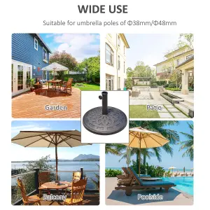 Outsunny 14kg Round Garden Parasol Base Decorative Resin Market Umbrella Stand