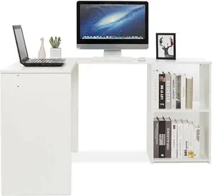 Upsilon L-Shape Computer Desk Zipcode Design Colour: White