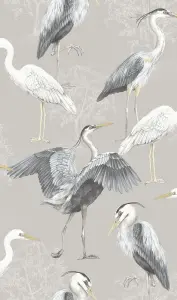 Dimension Heron Grey-Beige Wallpaper