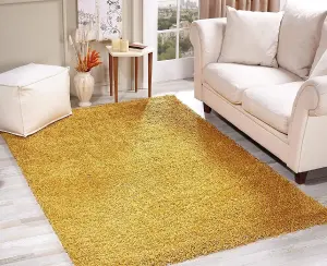 Abaseen 120x170cm Gold Cosy Shaggy Rug, Rectangular Extra Soft Touch 5cm Heavy Thick Pile, Modern Area Rug Livings & Bedroom