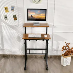 Costway 2-Tier Adjustable Standing Desk Mobile Sit Stand computer Desk on Wheels