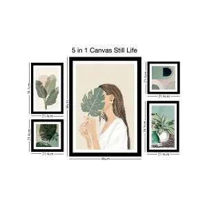 Arthouse Still Life Sage Canvas art, Set of 5