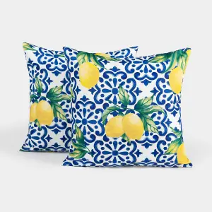 OHS Lemon Water Resistant Filled Cushion Covers, Blue - 45 x 45cm - 4 Pack