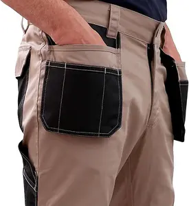 AGRI Trade Heavy Duty Mens Work Trousers Multi Pocket Reinforcing Stress Points Knee Pad Pockets - Beige (UK 40-42inch / EU58)