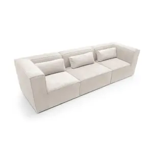 Doris Modular 4 Seater Sofa in White Cord Chenille