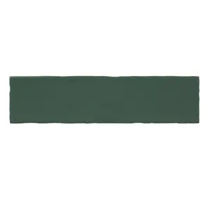 Vernisse Dark green Gloss Plain Embossed Ceramic Indoor Wall Tile, Pack of 41, (L)301mm (W)75.4mm