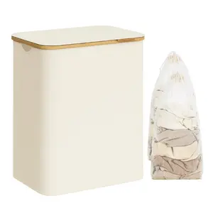 Laundry Hamper with Handles Cream White