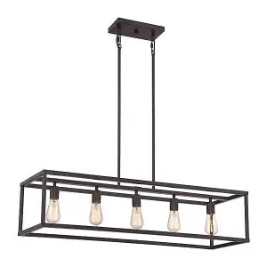 Elstead New Harbor 5 Light Pendant Bar Island Chandelier Light Western Bronze, E27