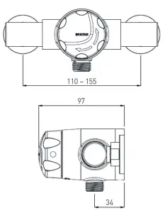 Bristan Sirrus Gummers OPAC TS1203 Exposed Thermostatic Mixer Shower 110 130mm