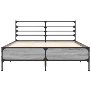 Berkfield Bed Frame without Mattress Grey Sonoma 140x190 cm