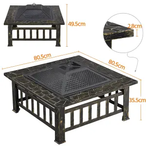 Yaheetech Metal Square Fire Pit with Cover Outdoor - Bronxe