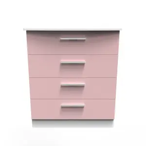 Harrow 4 Drawer Chest in Kobe Pink & White (Ready Assembled)