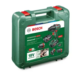 Bosch 3 attachment 18V Li-ion Cordless Combi drill (2 x 2.5Ah) - Advanced Impact 18