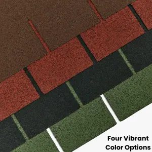 Bitumen Roof Felt Shingles, 20 pcs/34.44 ft² (3.2 sqm), Asphalt Roof Shingles - Weather Resistant Roofing Tiles - Red