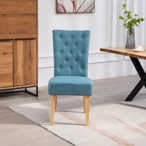 Set of 2 Pienza Fabric Dining Chairs - Teal