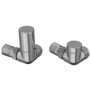 Rinse Bathrooms 15mm Round Head Corner Radiator Valves Corner Towel Rail Valve + Lockshield Valve Chrome